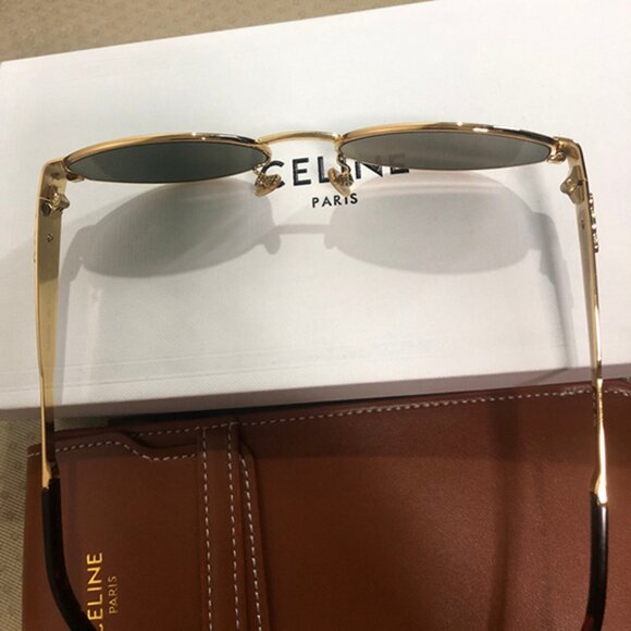 Celine Triomphe Gold Metal Sunglasses with Green Lenses main image 4